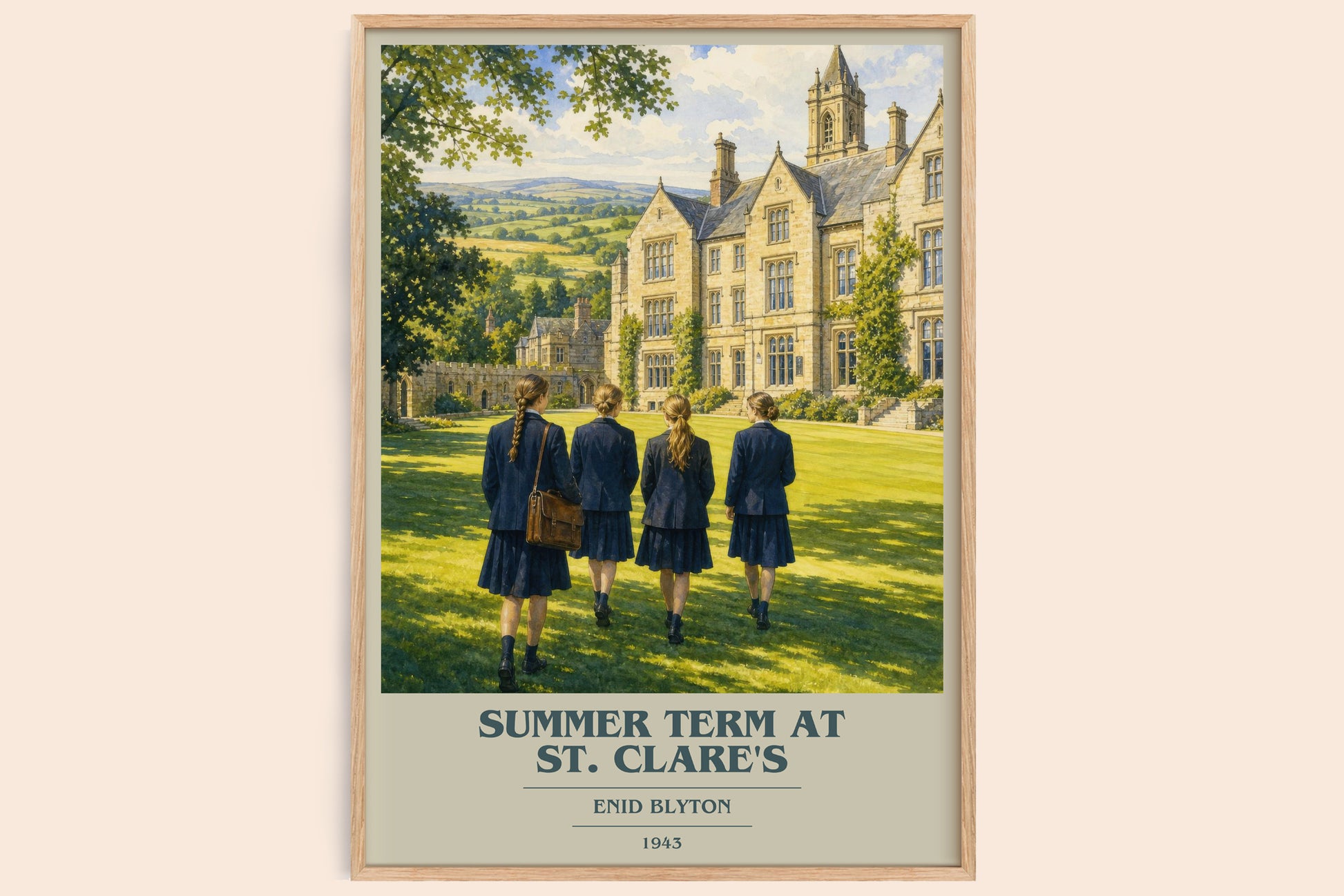Summer Term At St. Clare'S book cover book poster by Enid Blyton – framed literary art print