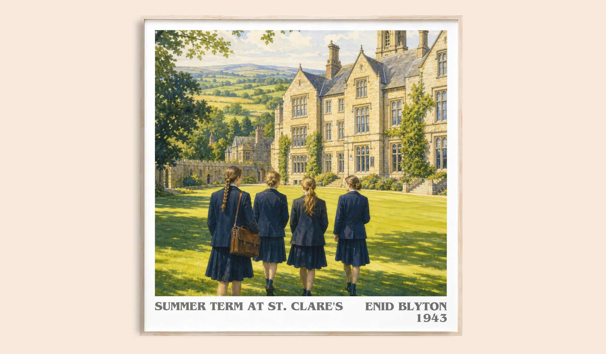 Summer Term At St. Clare'S literary book poster by Enid Blyton – framed literary art print