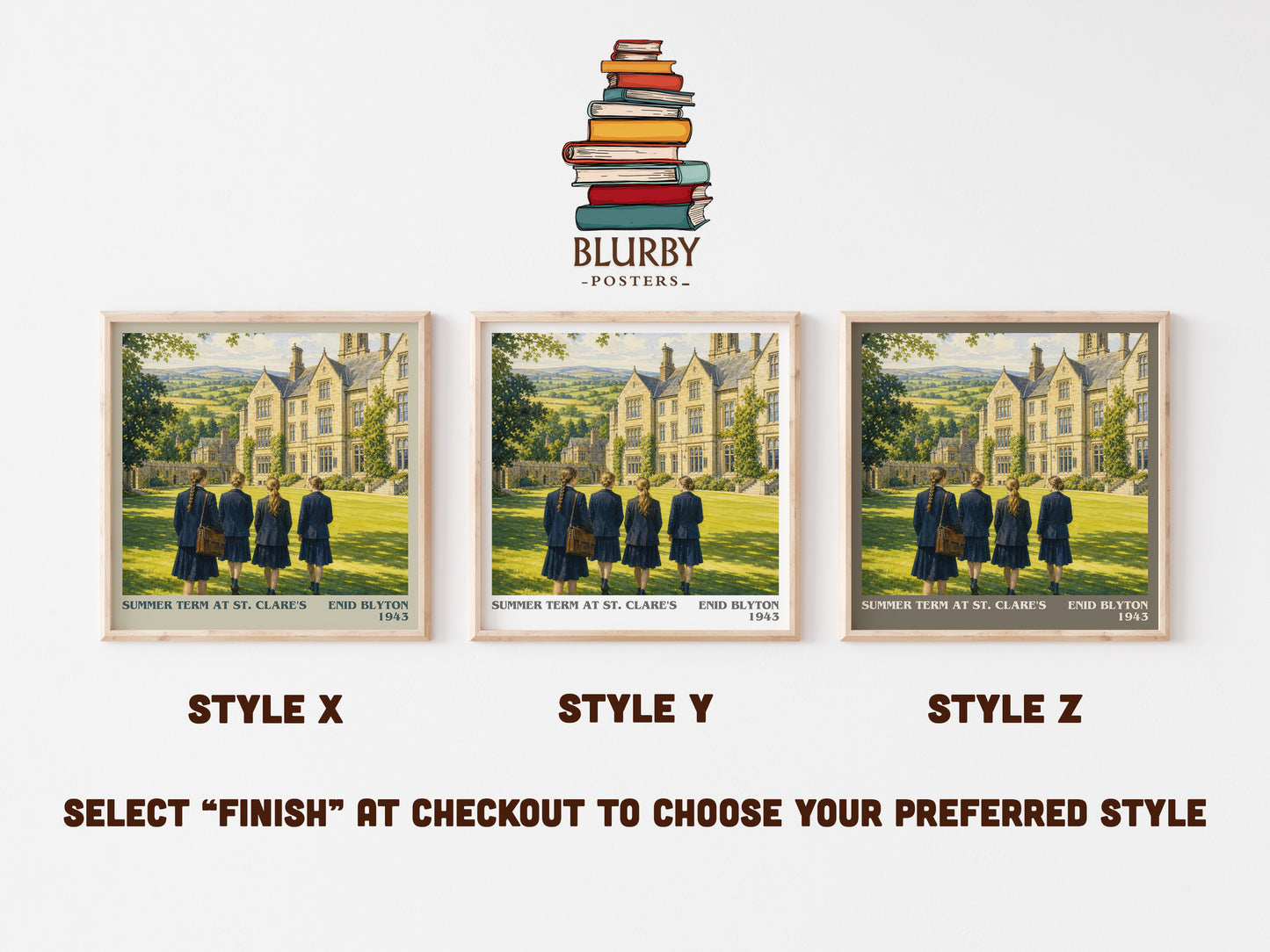 Summer Term At St. Clare'S literary print in frame leaning in hallway – childrens wall art