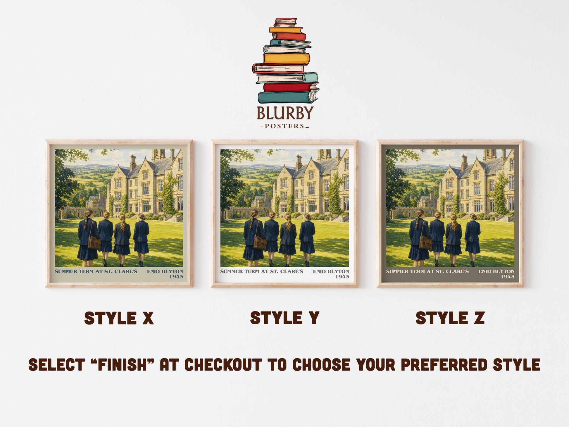 Summer Term At St. Clare'S literary print in frame leaning in hallway – childrens wall art