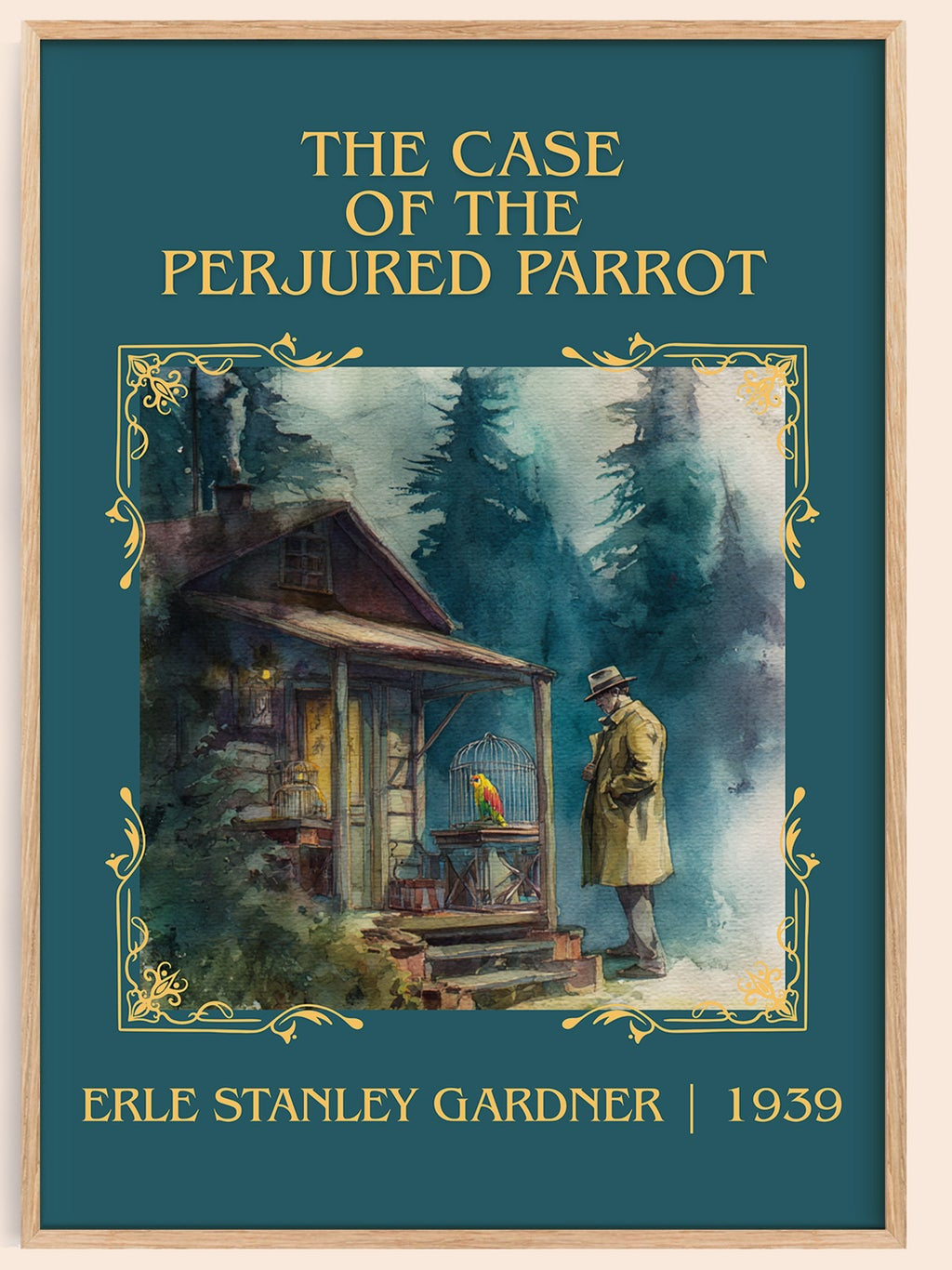 The Case Of The Perjured Parrot classic book art book poster by Erle Stanley Gardner – framed literary art print