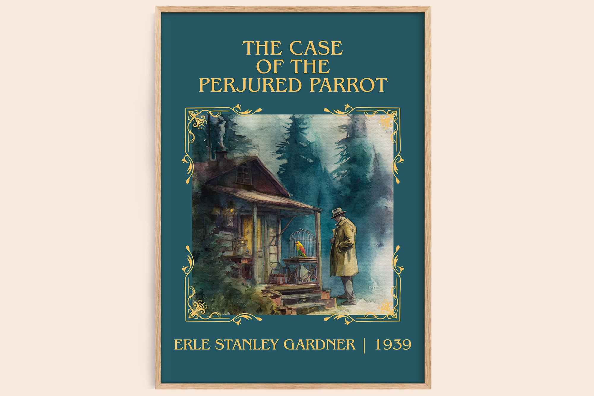 The Case Of The Perjured Parrot classic book art book poster by Erle Stanley Gardner – framed literary art print