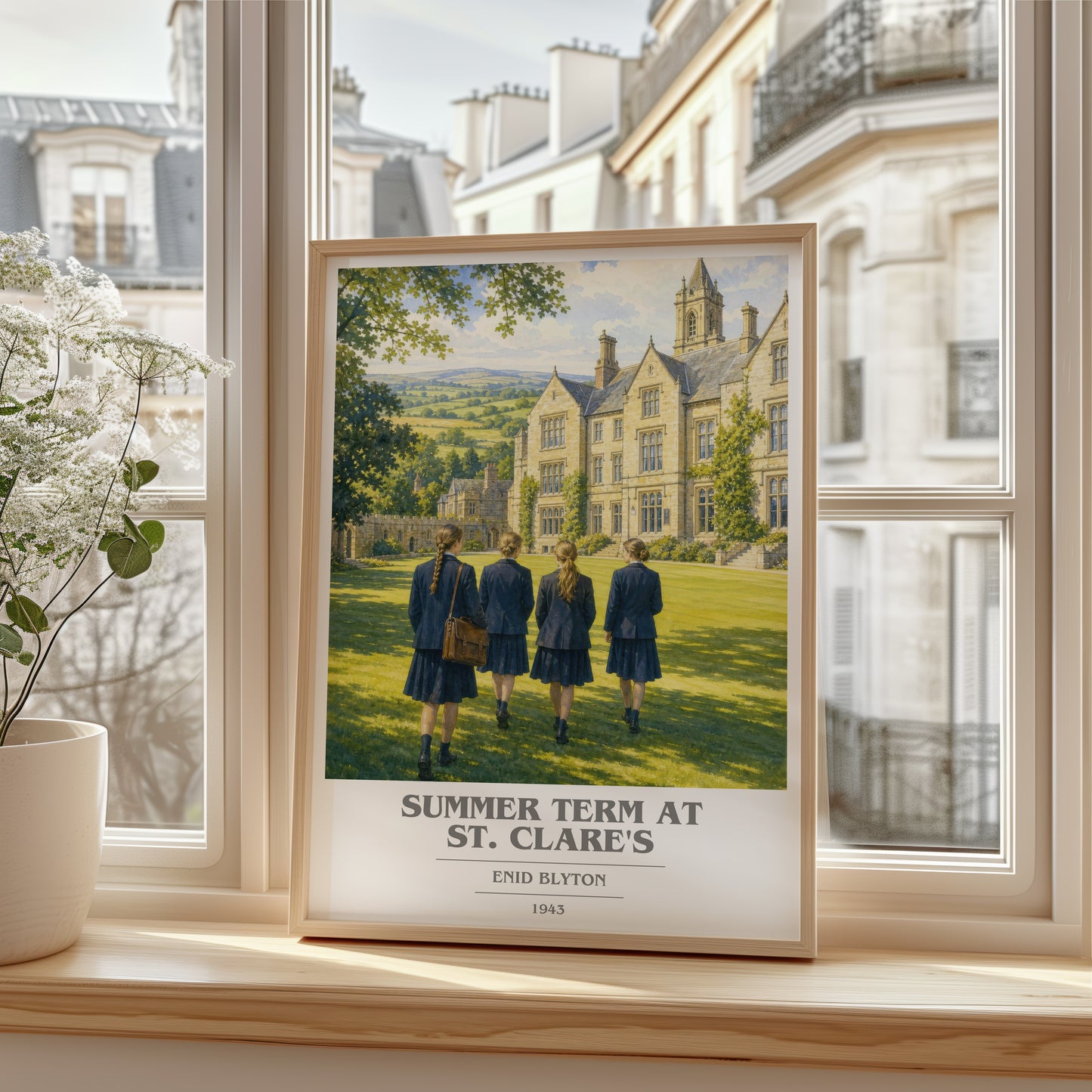 Summer Term At St. Clare'S book cover poster colour and style options – Enid Blyton book art