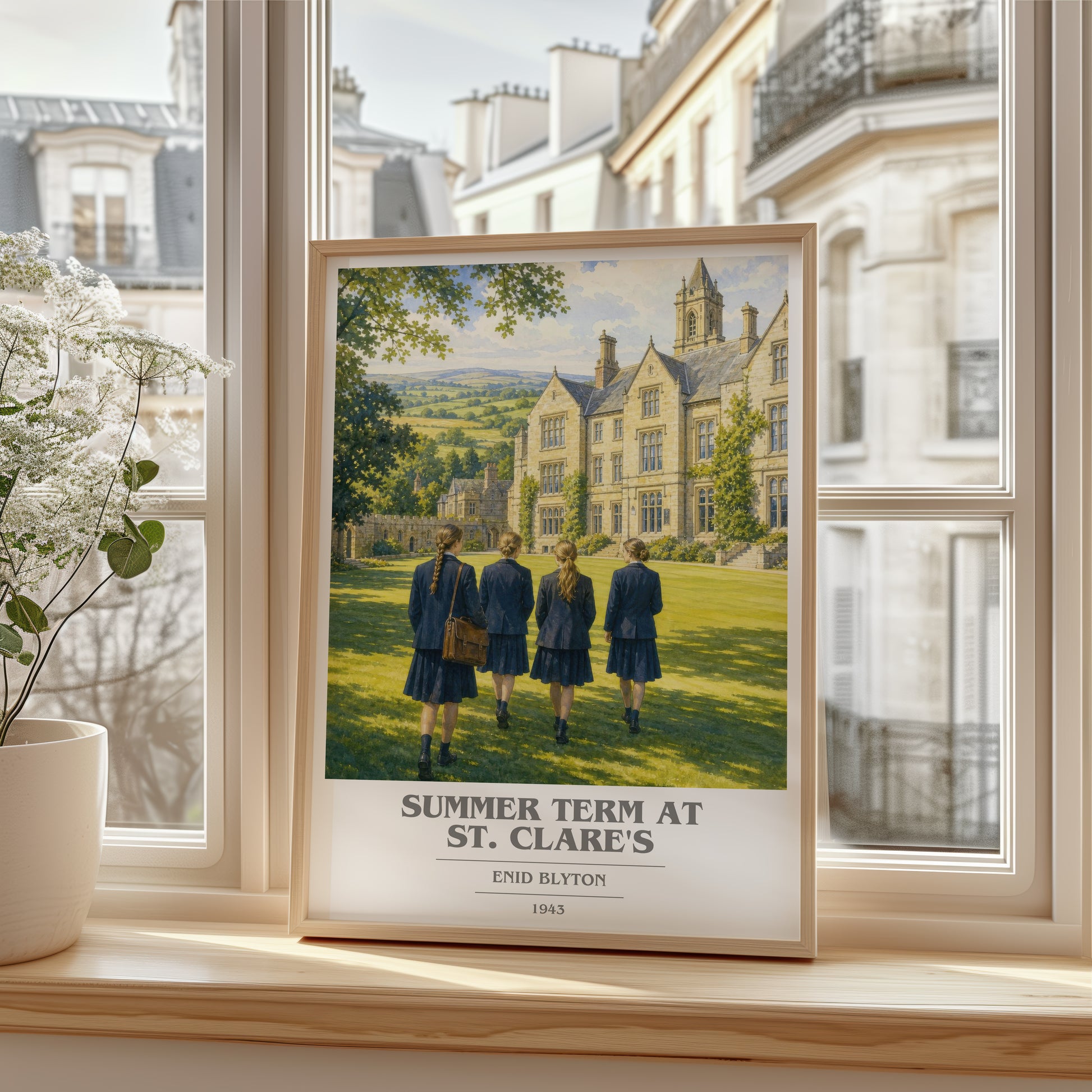 Summer Term At St. Clare'S book cover poster colour and style options – Enid Blyton book art