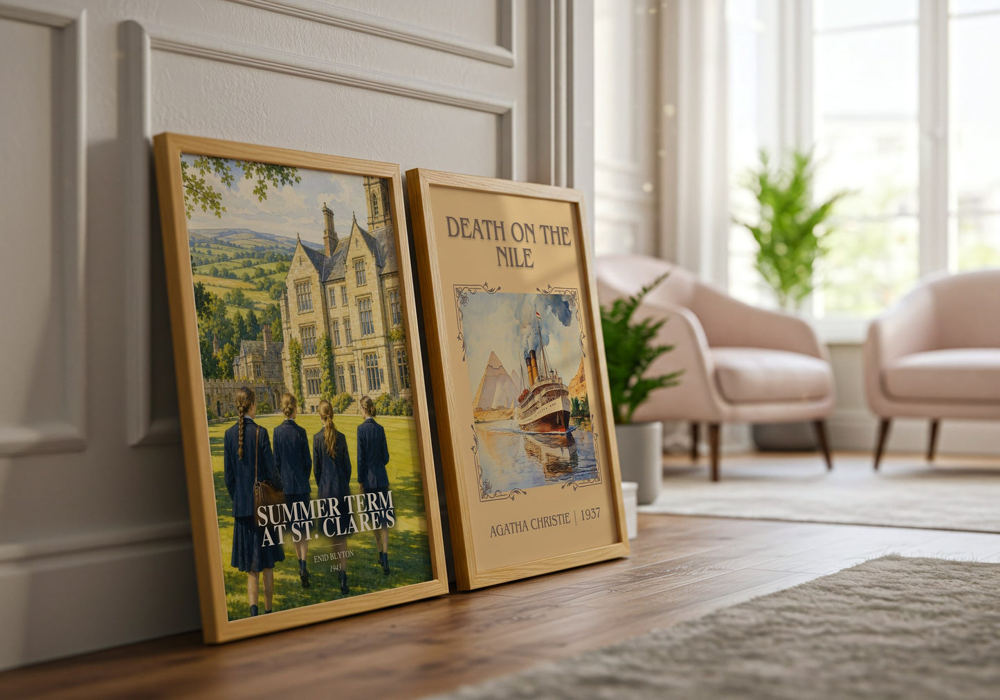 Summer Term At St. Clare'S watercolour print framed by window – literary home decor