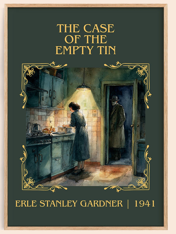 The Case of the Empty Tin classic book art book poster by Erle Stanley Gardner – framed literary art print