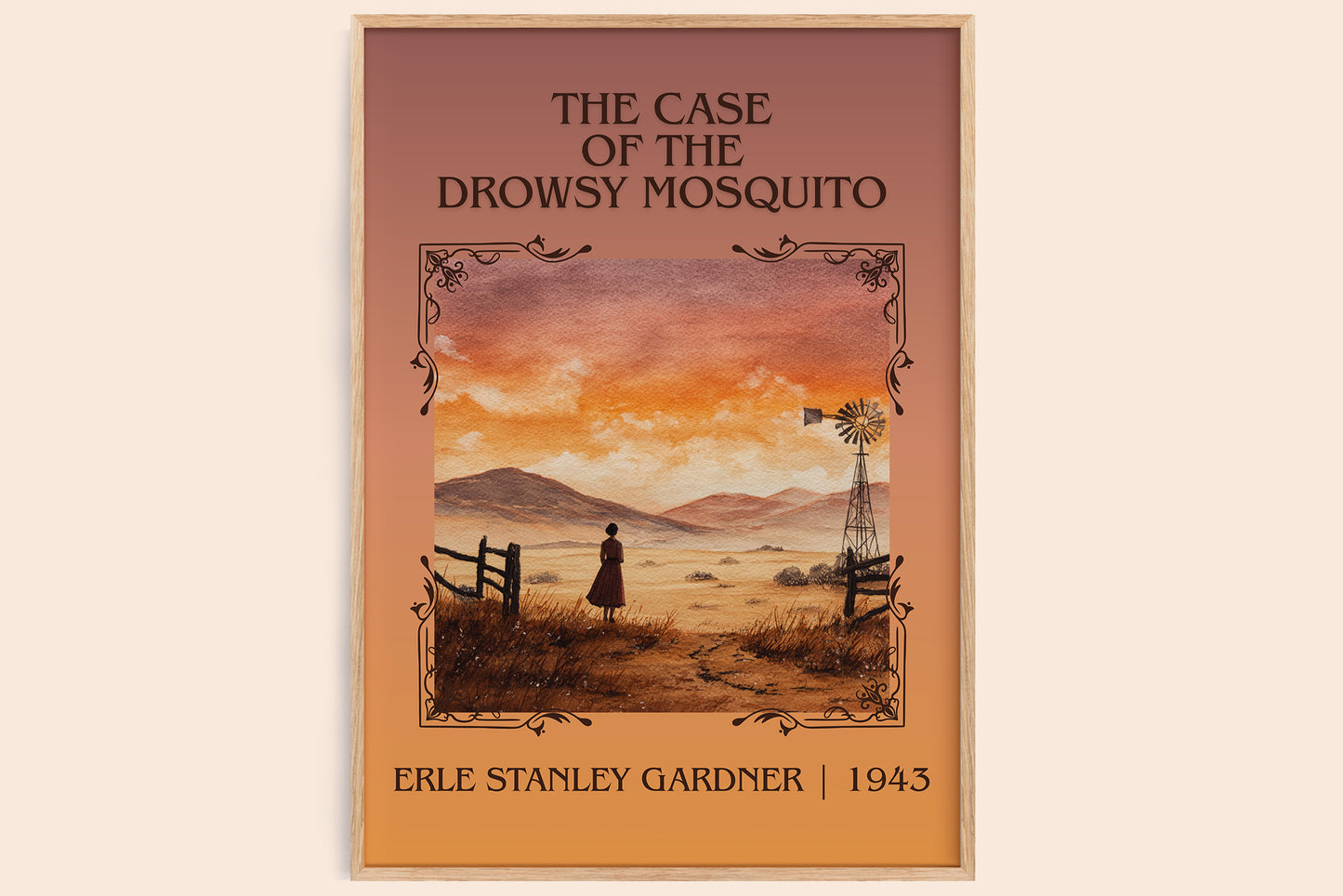 The Case of the Drowsy Mosquito classic book art book poster by Erle Stanley Gardner – framed literary art print