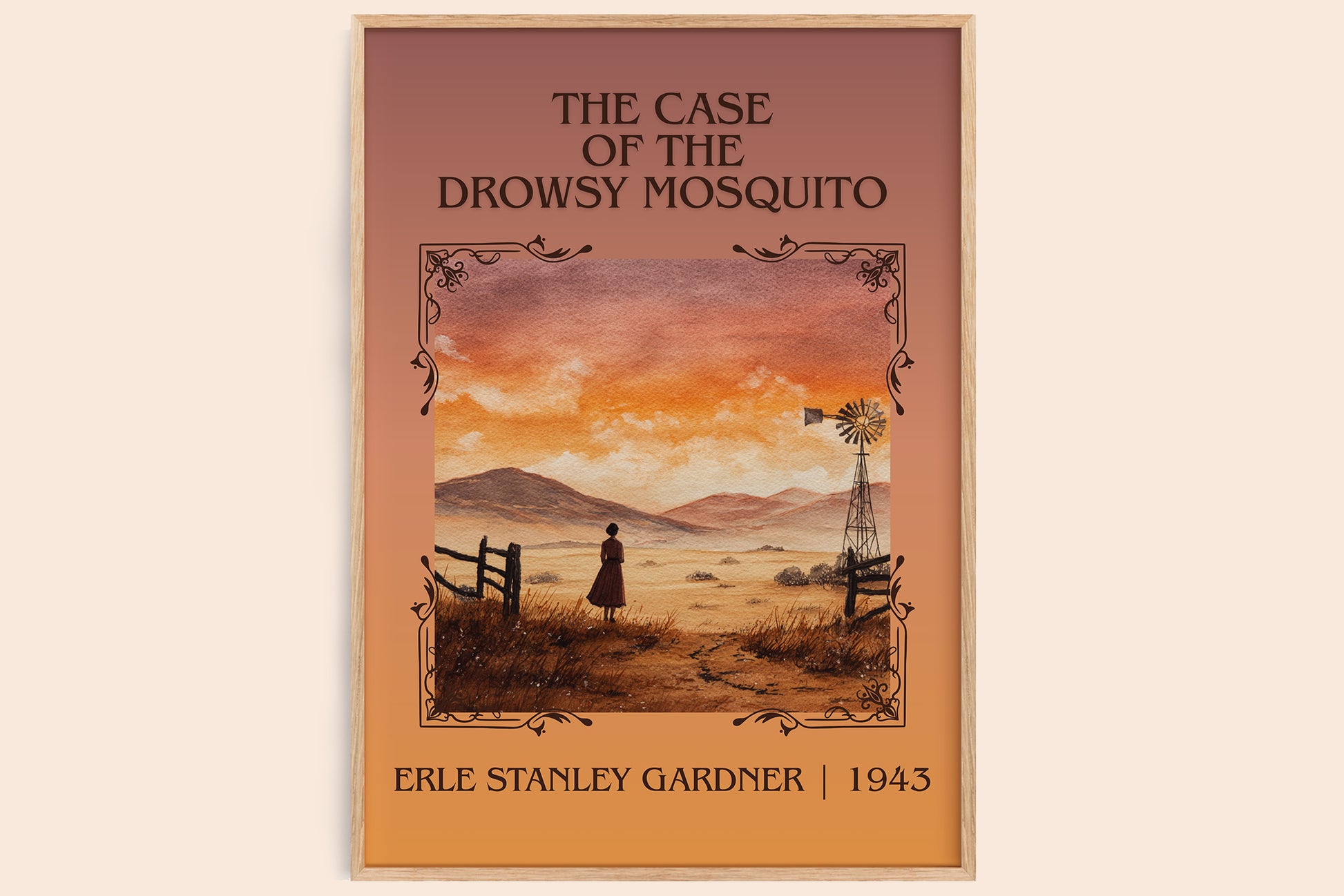 The Case of the Drowsy Mosquito classic book art book poster by Erle Stanley Gardner – framed literary art print
