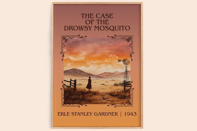 The Case of the Drowsy Mosquito classic book art book poster by Erle Stanley Gardner – framed literary art print