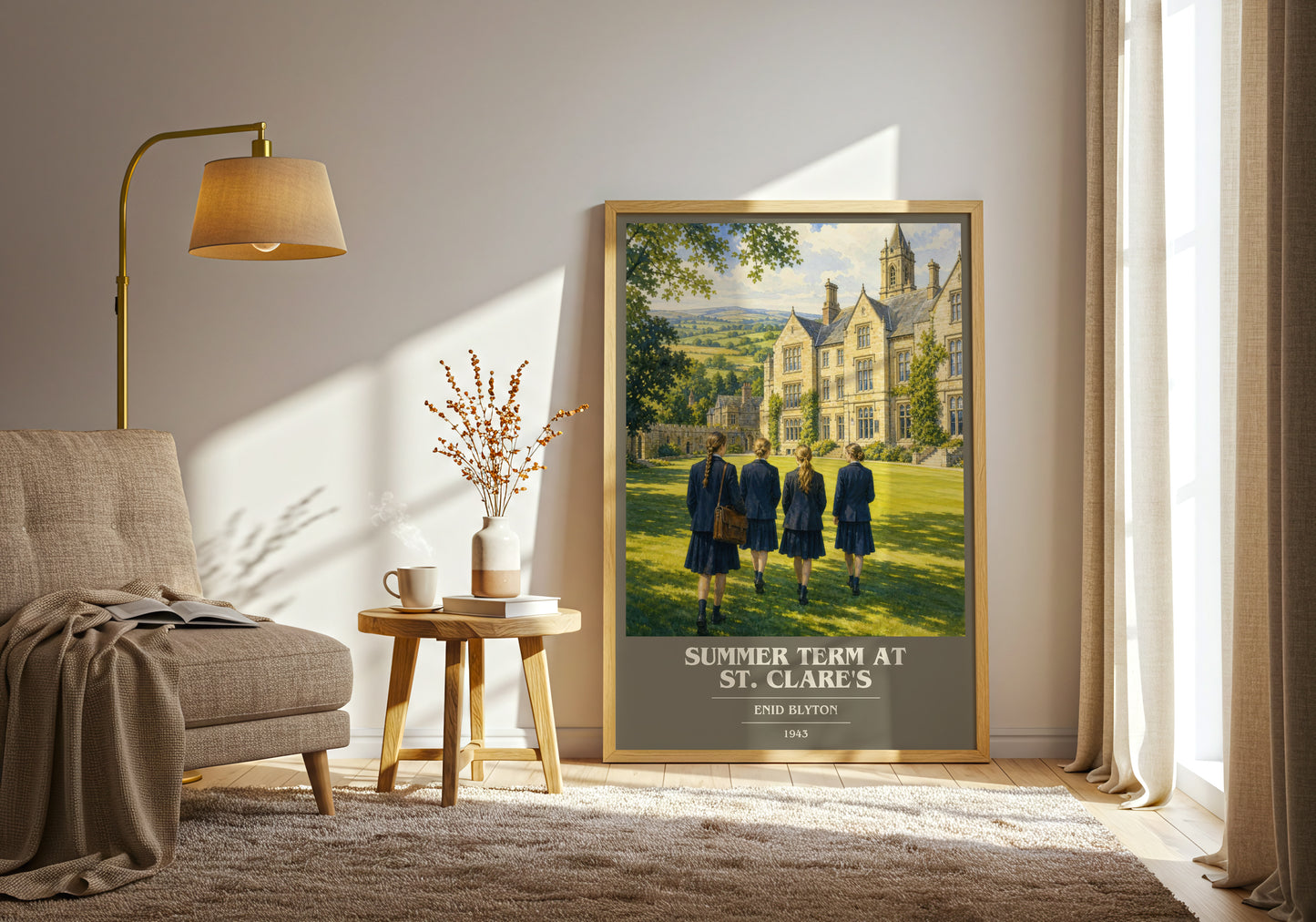 Summer Term At St. Clare'S book cover print on bookshelf – Enid Blyton fan gift