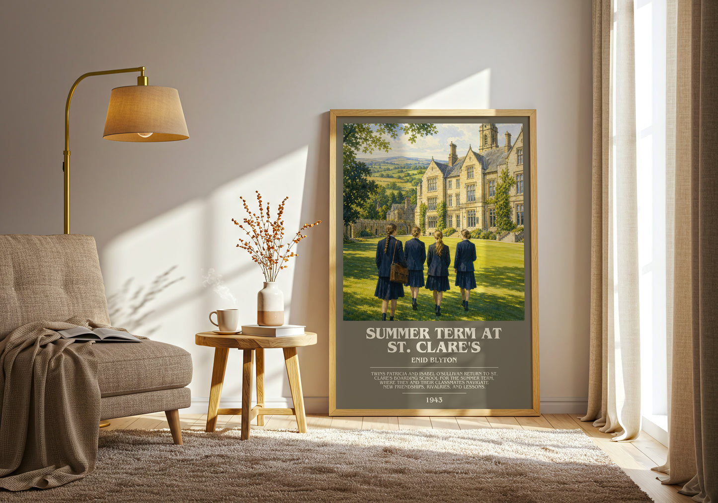 Summer Term At St. Clare'S bookish print on bookshelf – Enid Blyton fan gift