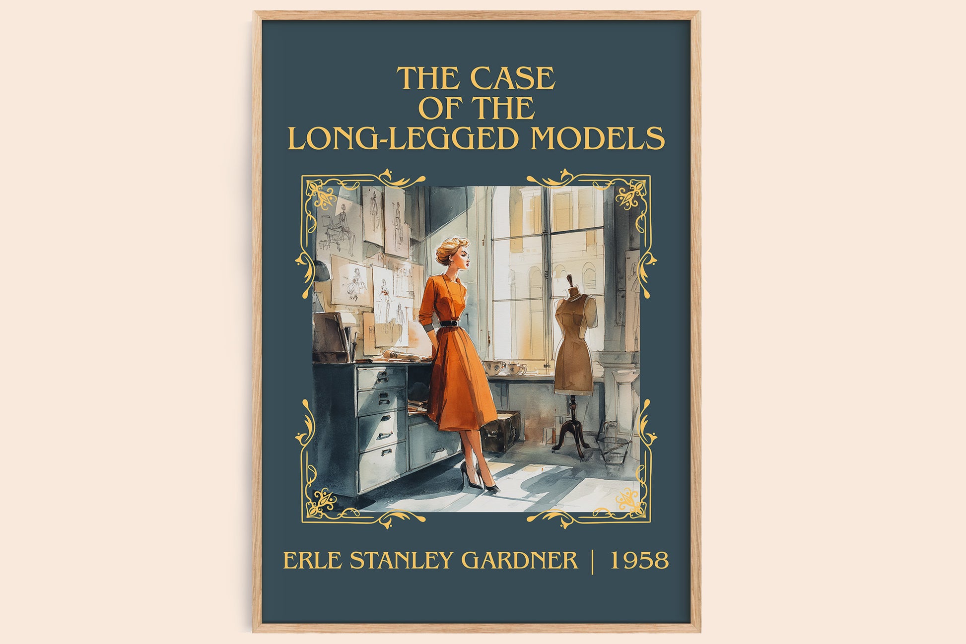 The Case of the Long-legged Models classic book art book poster by Erle Stanley Gardner – framed literary art print