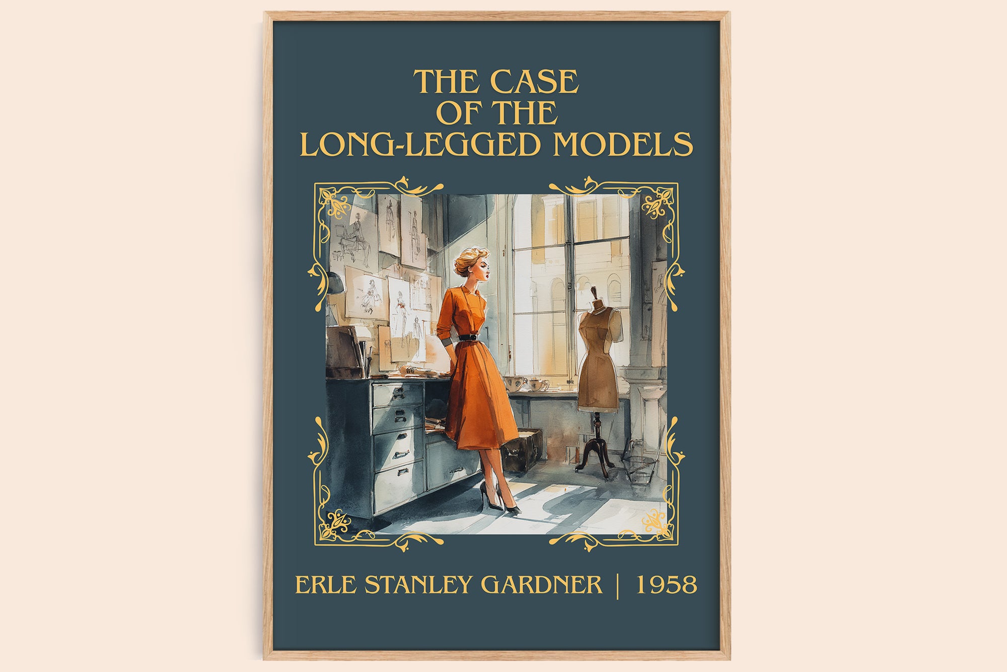 The Case of the Long-legged Models classic book art book poster by Erle Stanley Gardner – framed literary art print