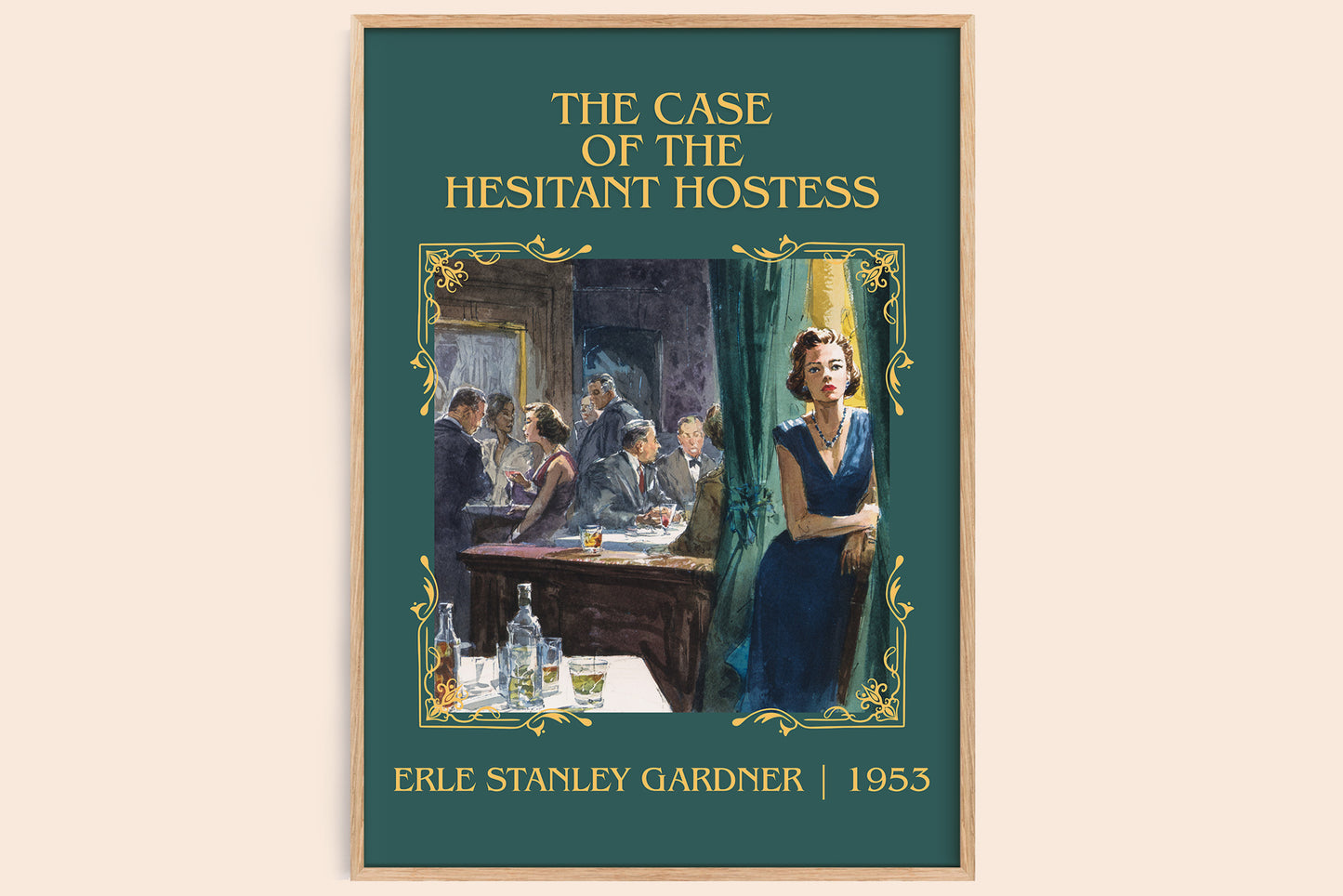 The Case of the Hesitant Hostess classic book art book poster by Erle Stanley Gardner – framed literary art print