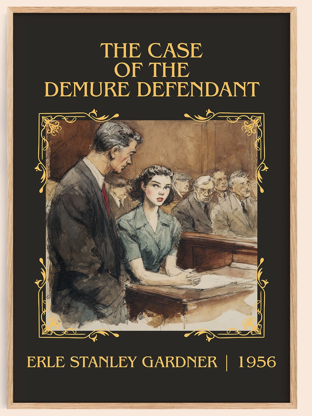 The Case of the Demure Defendant classic book art book poster by Erle Stanley Gardner – framed literary art print