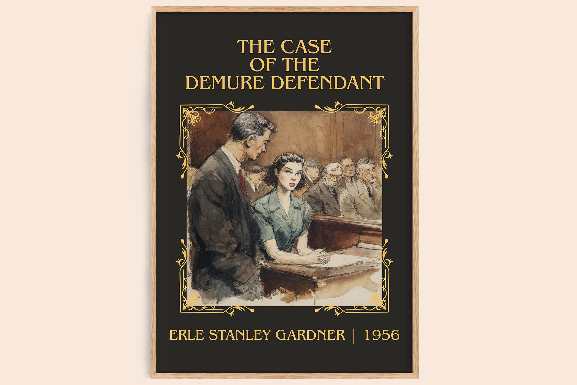 The Case of the Demure Defendant classic book art book poster by Erle Stanley Gardner – framed literary art print