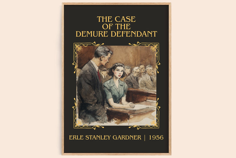 The Case of the Demure Defendant classic book art book poster by Erle Stanley Gardner – framed literary art print