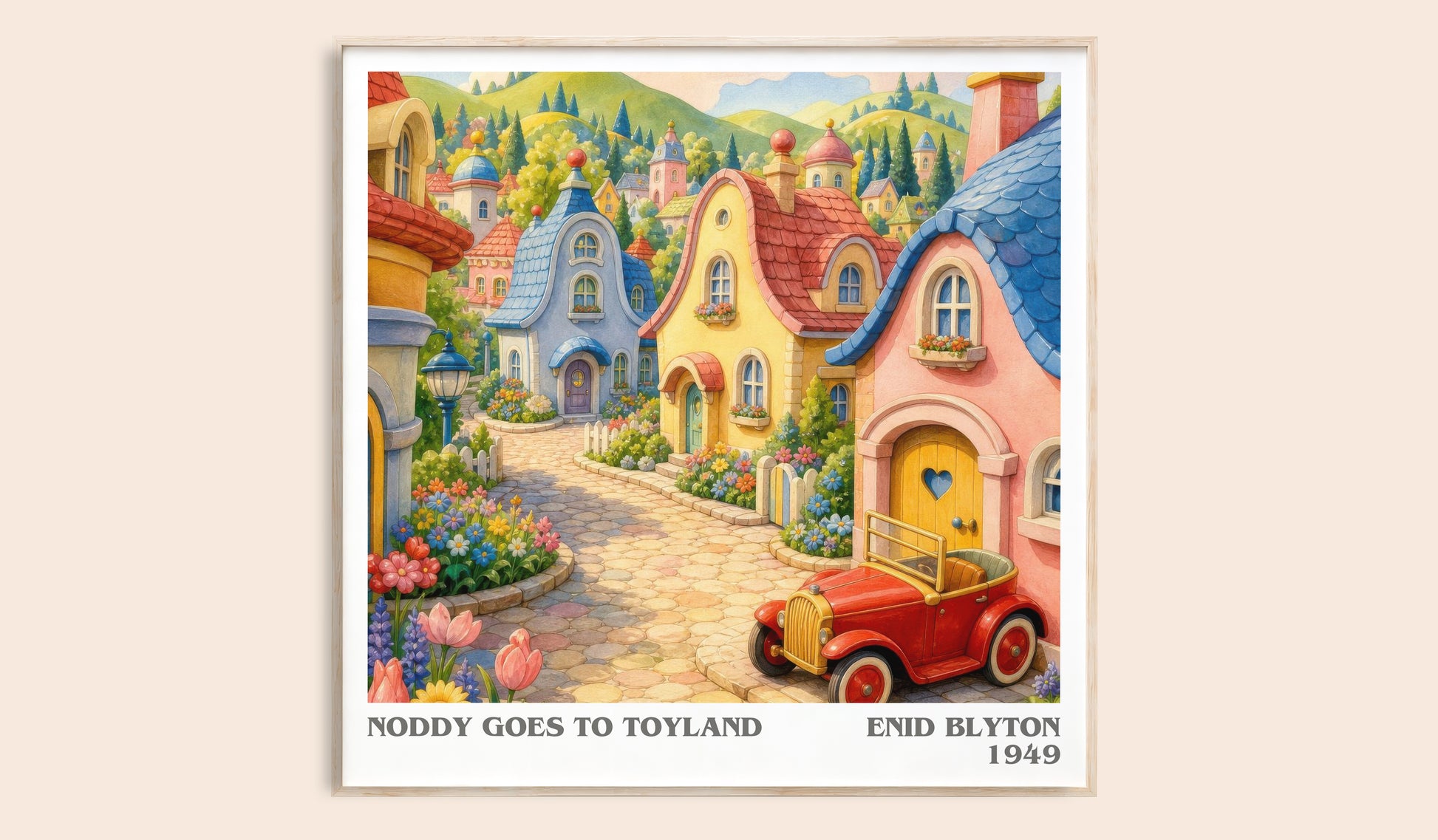 Noddy Goes To Toyland literary book poster by Enid Blyton – framed literary art print
