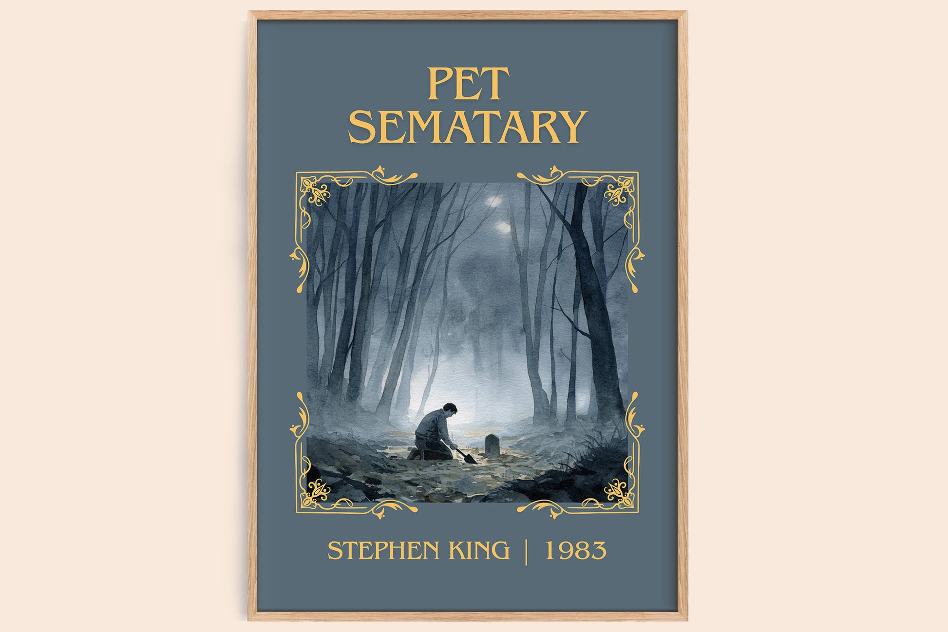 Pet Sematary classic book art book poster by Stephen King – framed literary art print