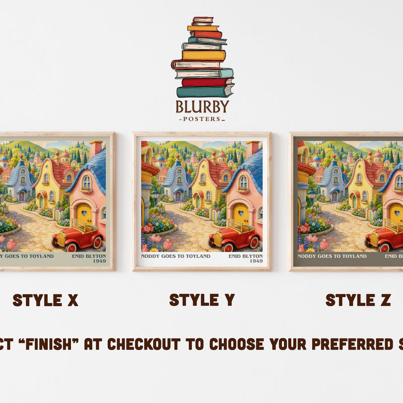 Noddy Goes To Toyland literary print in frame leaning in hallway – childrens wall art