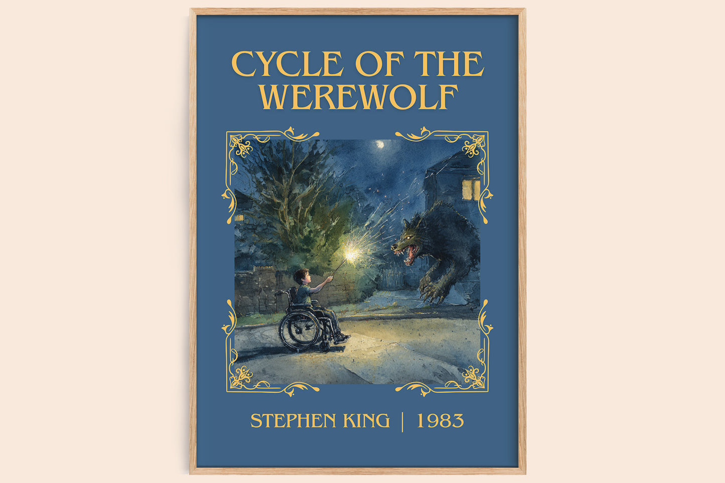 Cycle of the Werewolf classic book art book poster by Stephen King – framed literary art print