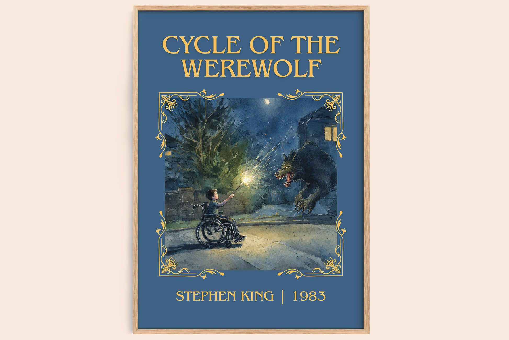Cycle of the Werewolf classic book art book poster by Stephen King – framed literary art print