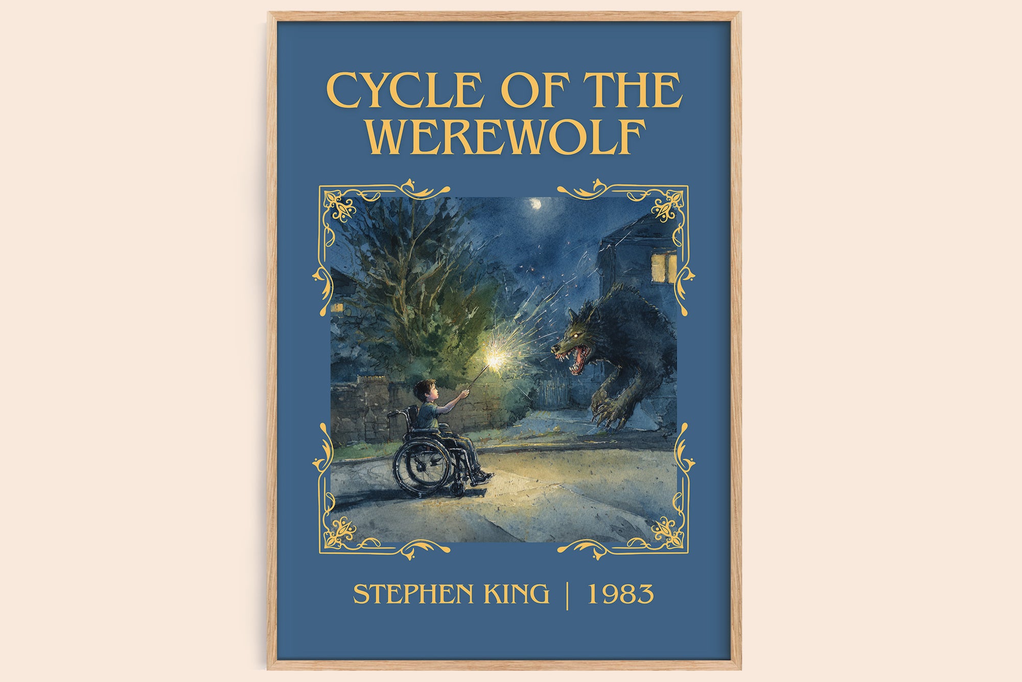 Cycle of the Werewolf classic book art book poster by Stephen King – framed literary art print