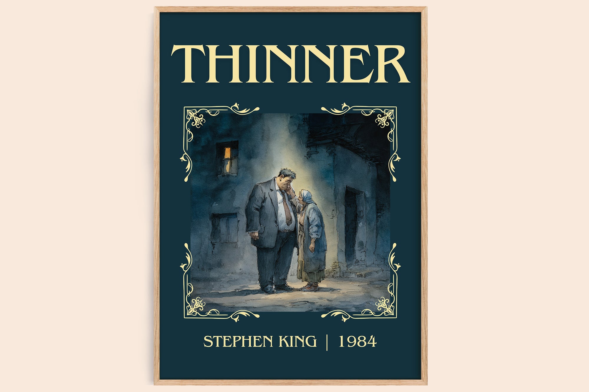 Thinner classic book art book poster by Stephen King – framed literary art print