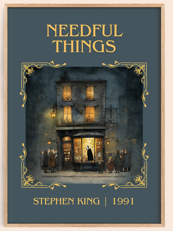 Needful Things classic book art book poster by Stephen King – framed literary art print