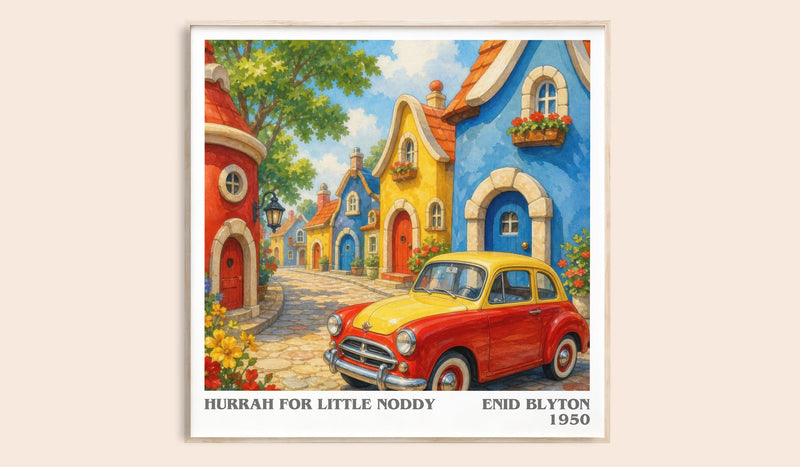 Hurrah For Little Noddy literary book poster by Enid Blyton – framed literary art print