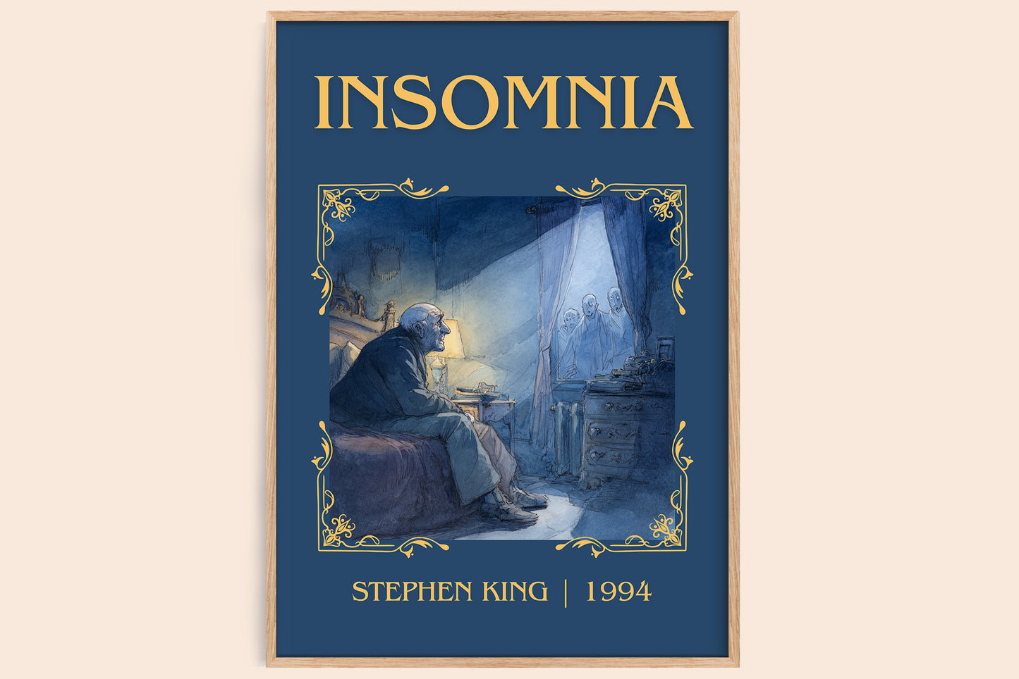Insomnia classic book art book poster by Stephen King – framed literary art print