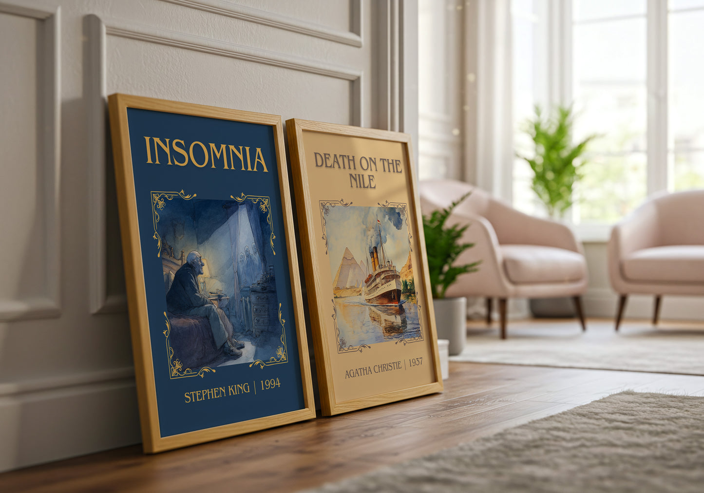 Insomnia classic book art print framed by window – literary home decor