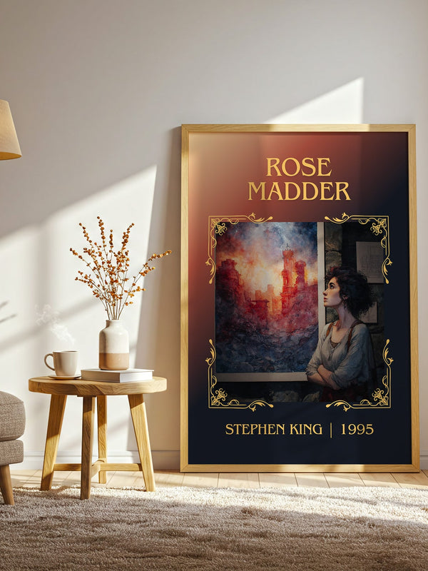 Rose Madder classic book art print in frame leaning in hallway – horror wall art