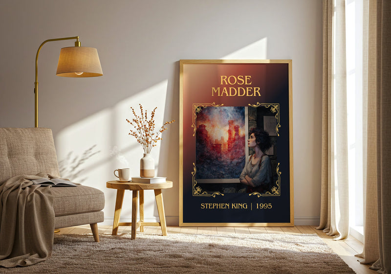 Rose Madder classic book art print in frame leaning in hallway – horror wall art