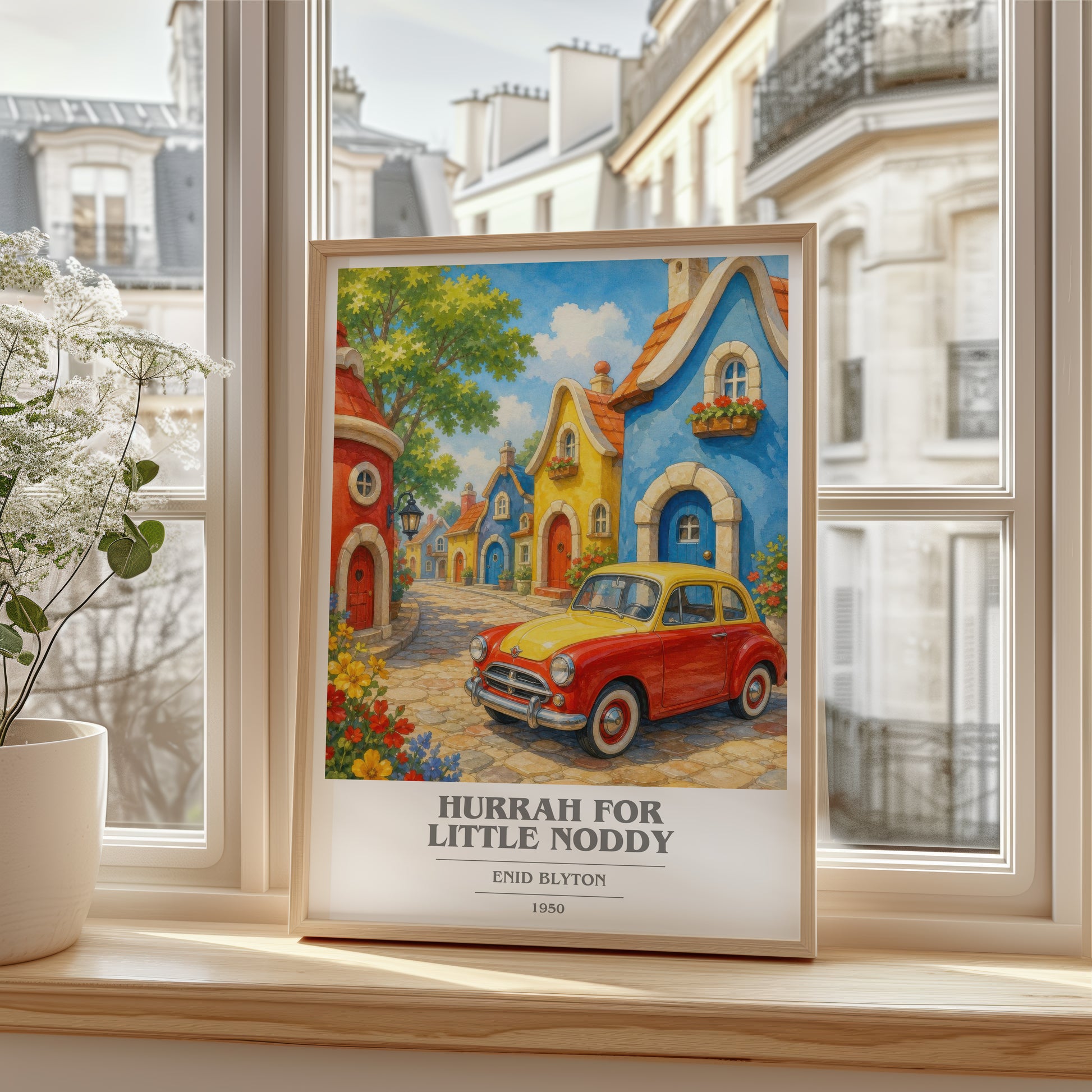 Hurrah For Little Noddy book cover poster colour and style options – Enid Blyton book art
