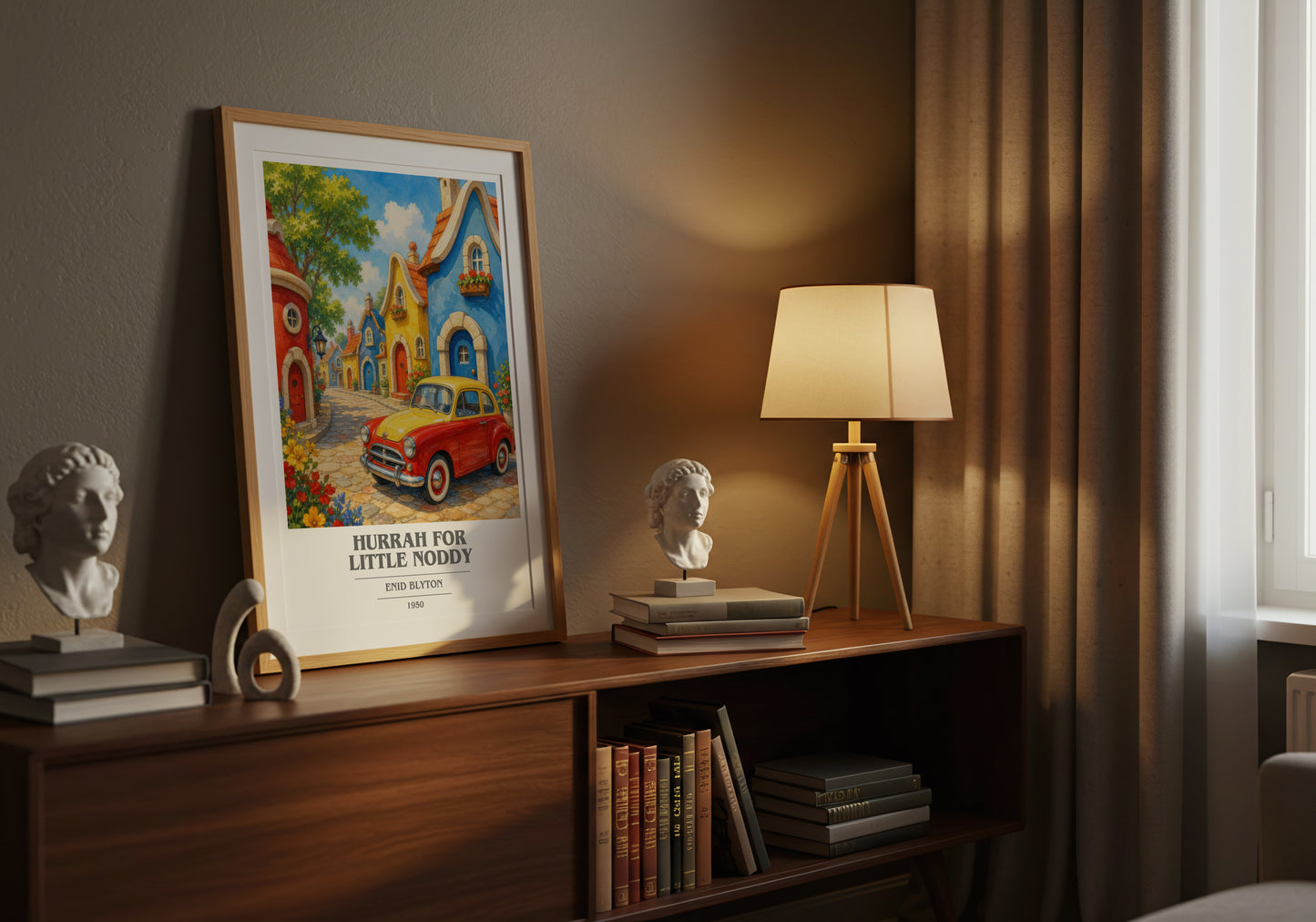 Hurrah For Little Noddy book cover book poster framed on wall – childrens wall art