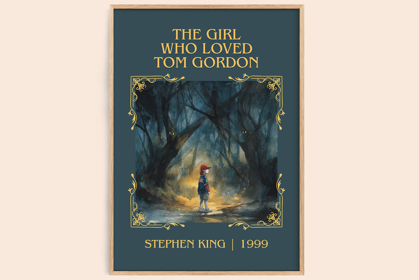 The Girl Who Loved Tom Gordon classic book art book poster by Stephen King – framed literary art print