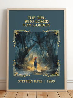 The Girl Who Loved Tom Gordon Classic Book Art Print by Stephen King – framed print leaning on a wooden floor