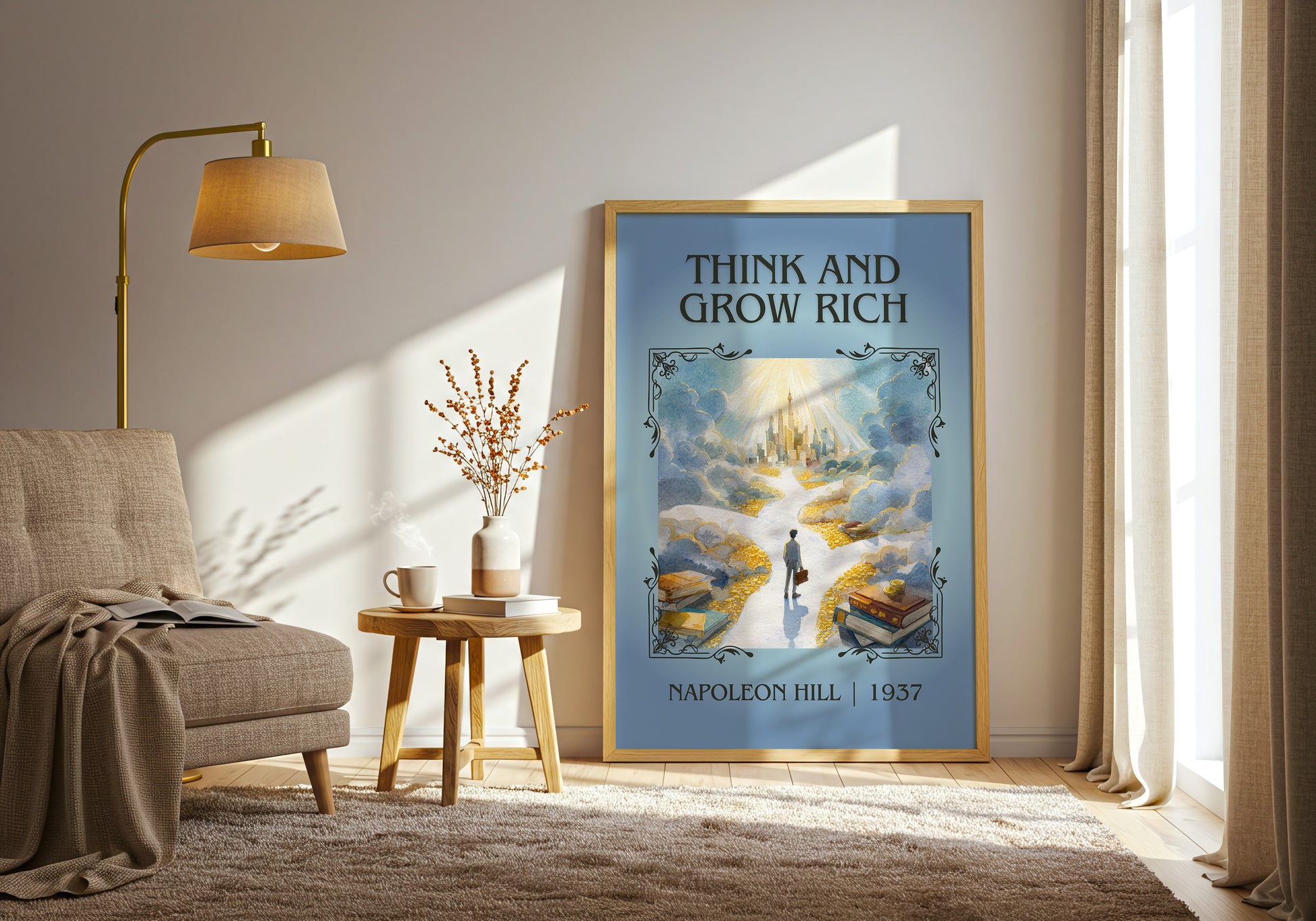 Think and Grow Rich classic book art print paper finish options – matte satin gloss
