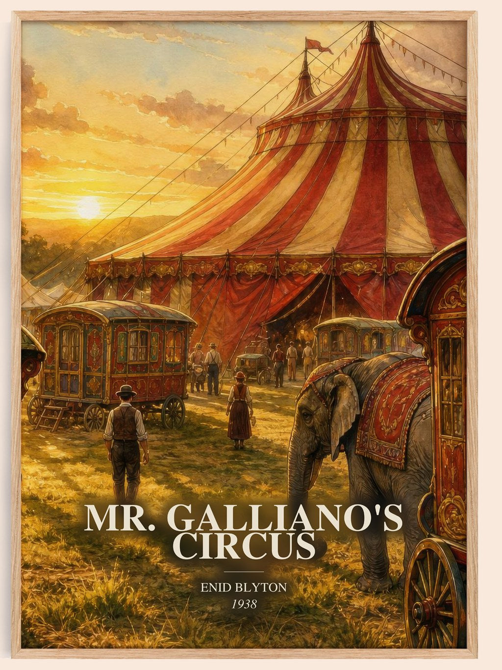 Mr. Galliano'S Circus watercolour book poster by Enid Blyton – framed literary art print