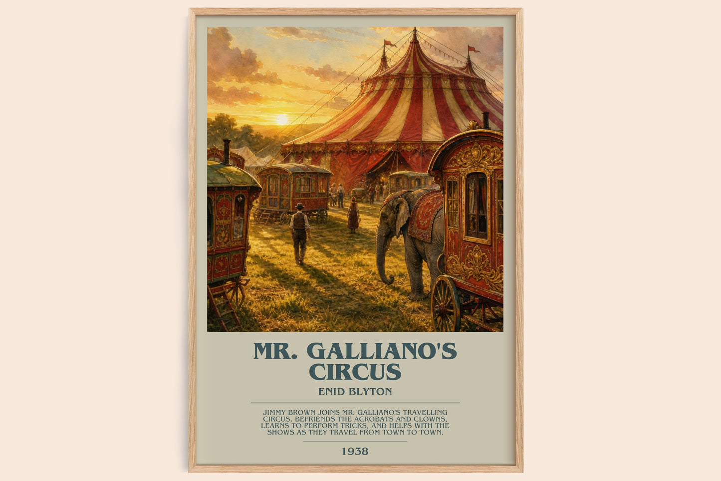Mr. Galliano'S Circus bookish book poster by Enid Blyton – framed literary art print
