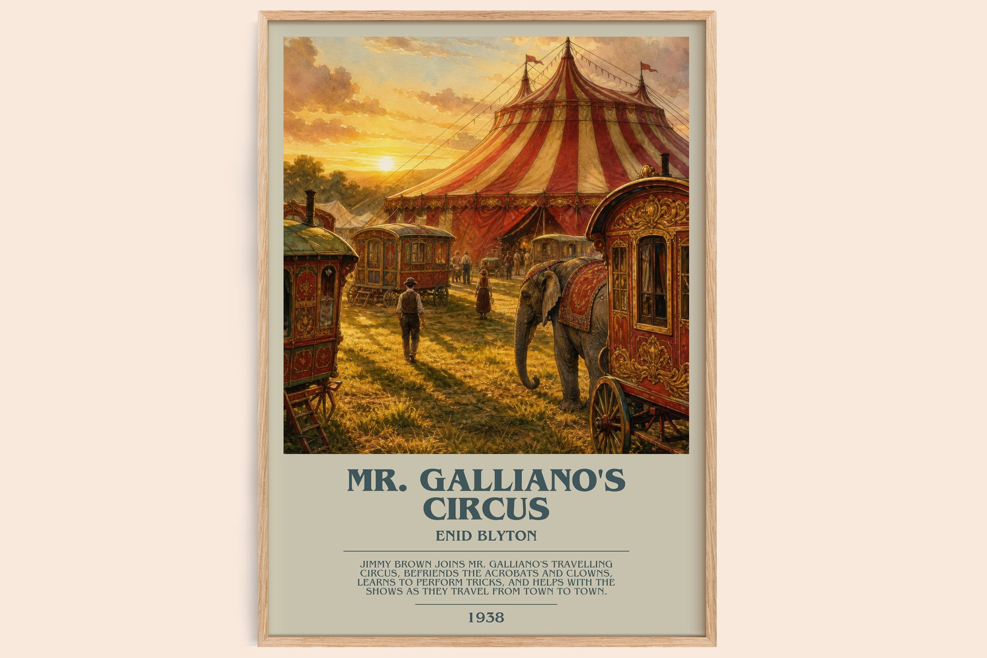 Mr. Galliano'S Circus bookish book poster by Enid Blyton – framed literary art print