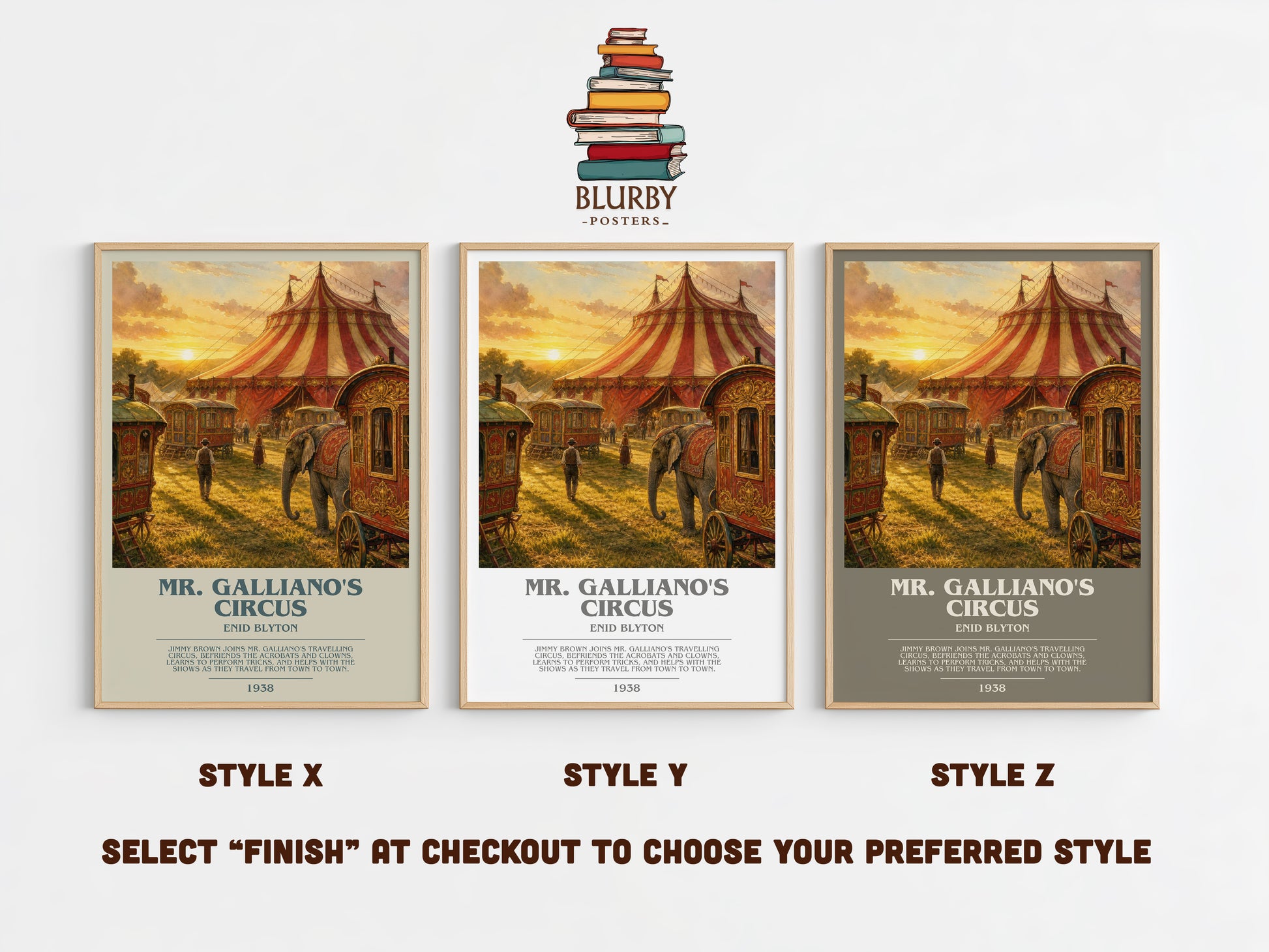 Mr. Galliano'S Circus bookish print in frame leaning in hallway – childrens wall art