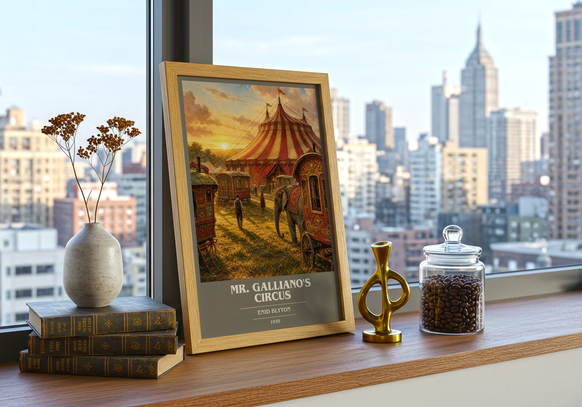 Mr. Galliano'S Circus book cover print framed by window – literary home decor