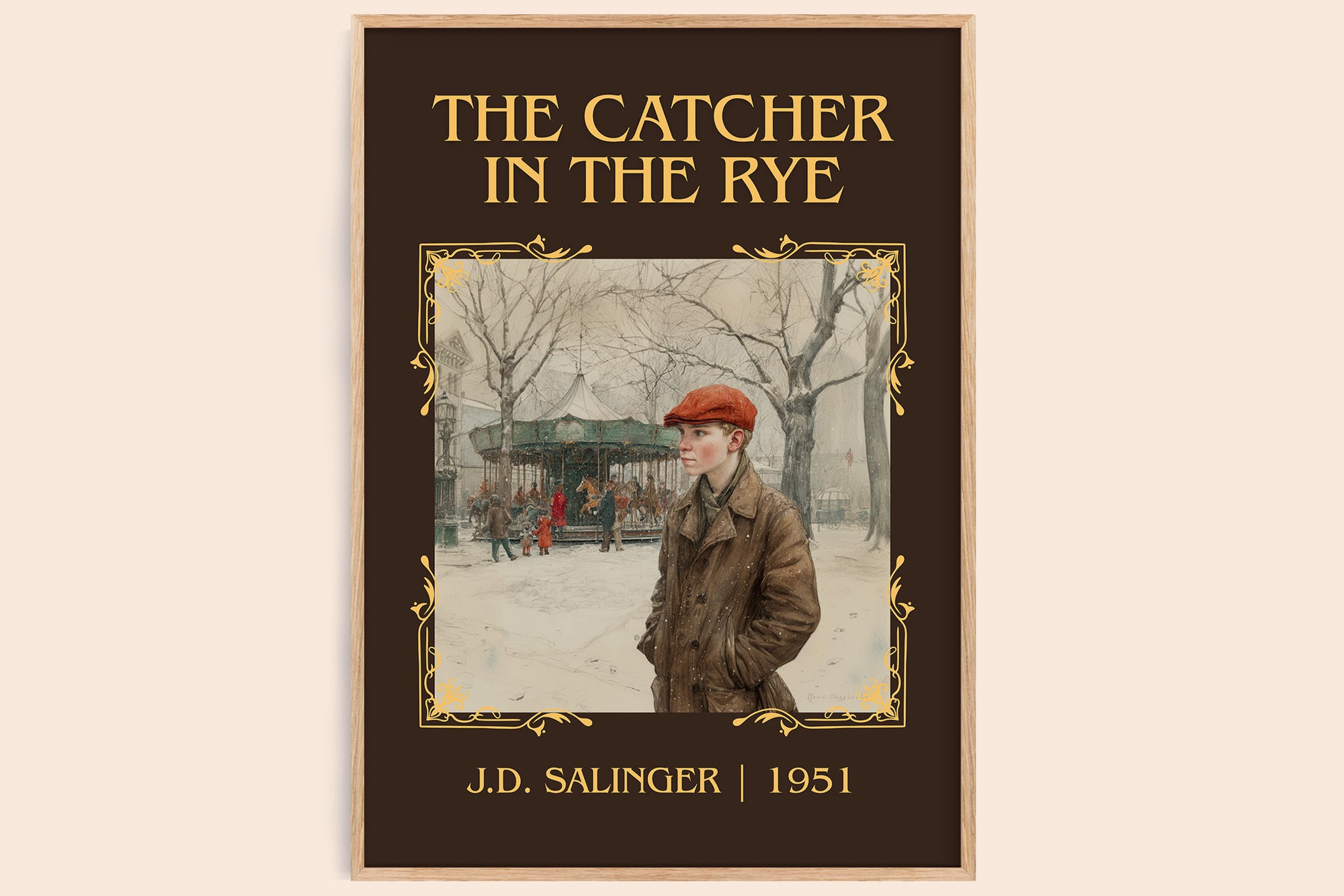The Catcher in the Rye classic book art book poster by J. D. Salinger – framed literary art print