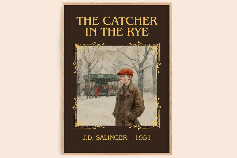 The Catcher in the Rye classic book art book poster by J. D. Salinger – framed literary art print