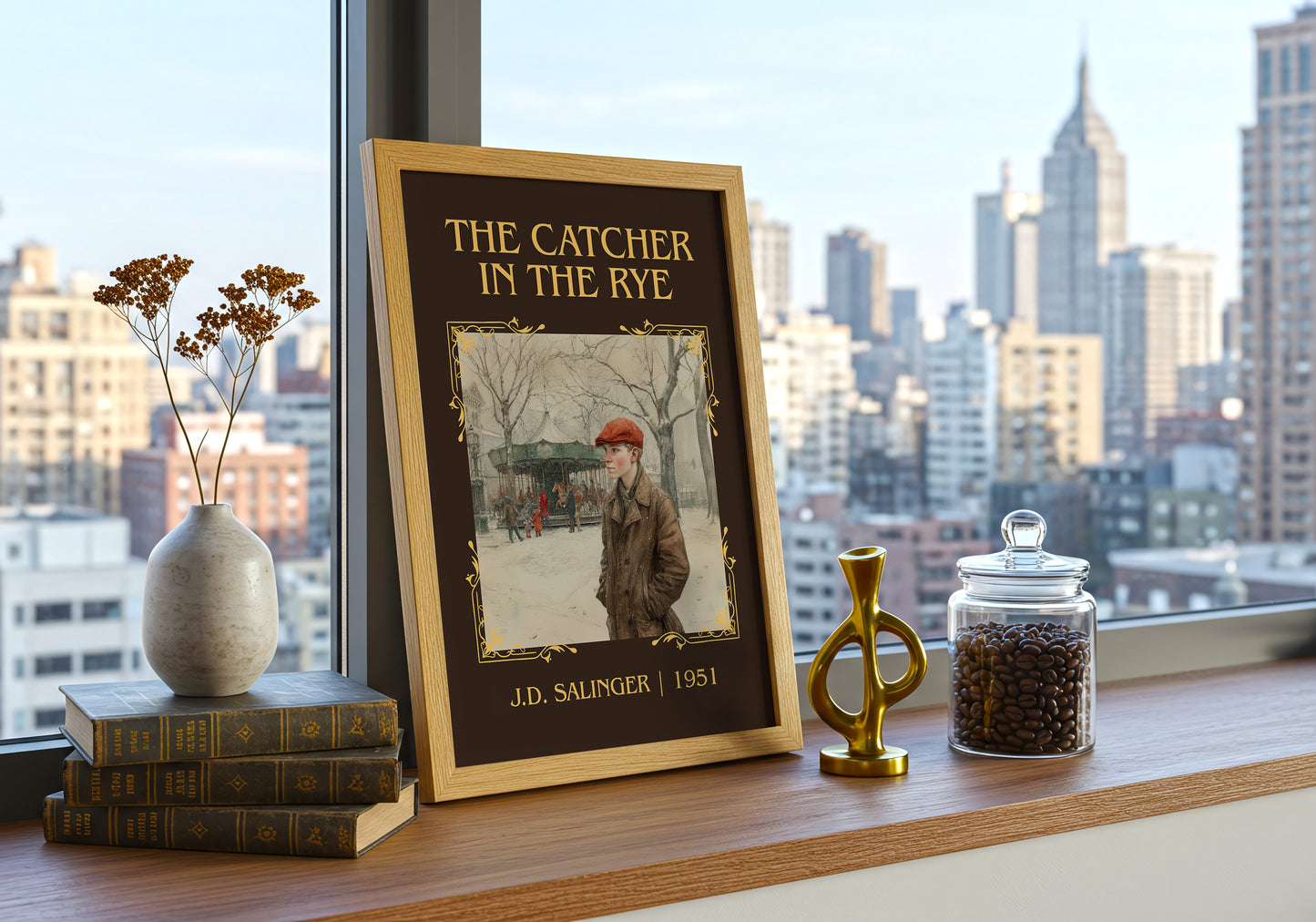 The Catcher in the Rye classic book art print paper finish options – matte satin gloss