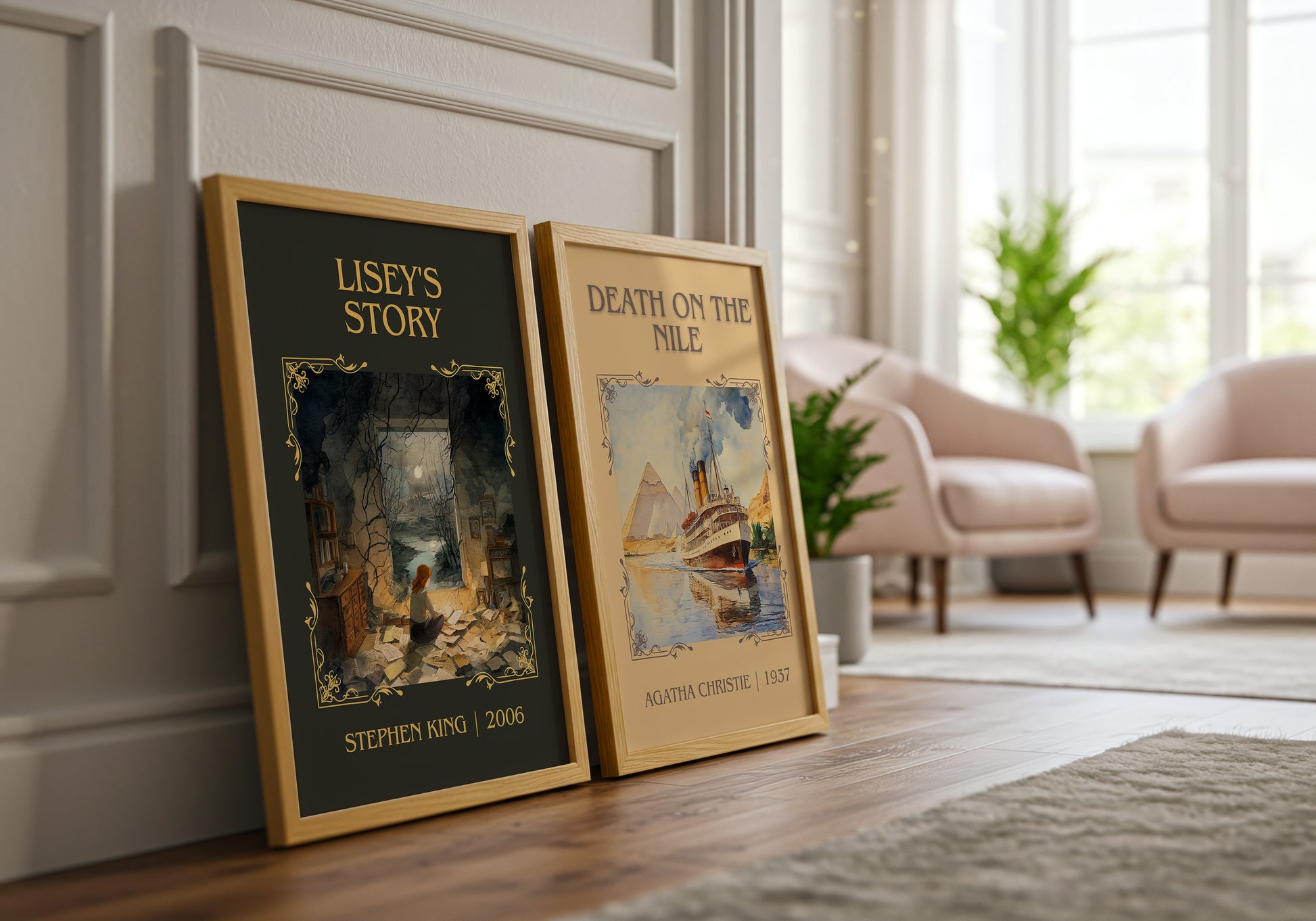 Lisey's Story classic book art print framed by window – literary home decor
