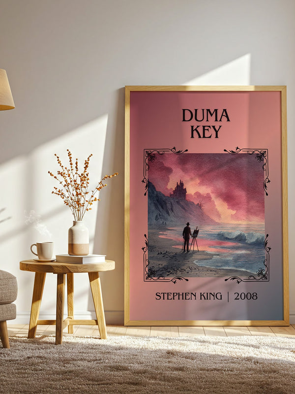 Duma Key classic book art print in frame leaning in hallway – horror wall art