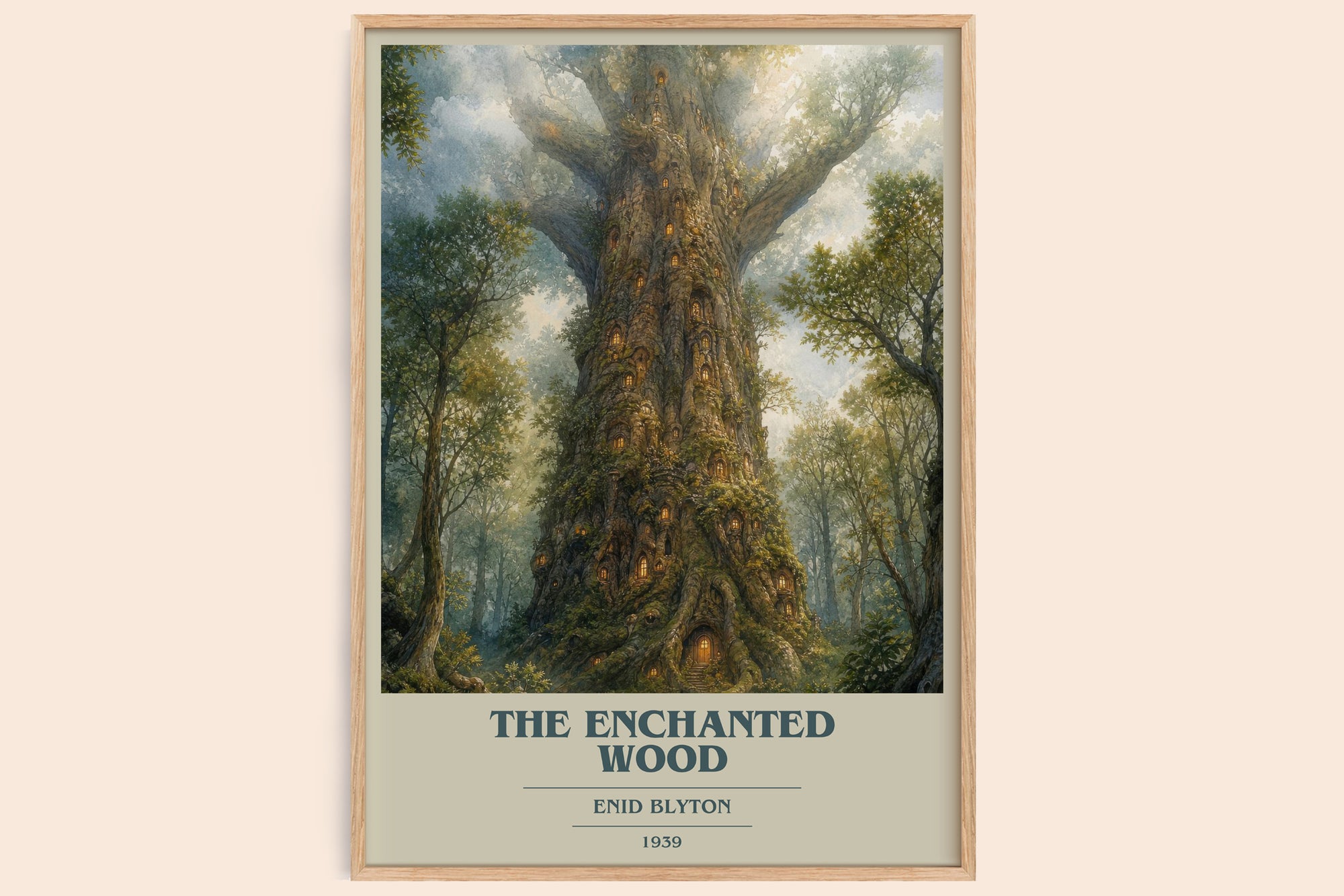 The Enchanted Wood book cover book poster by Enid Blyton – framed literary art print